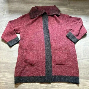 CYRUS  | Red and black long cardigan knit sweater
